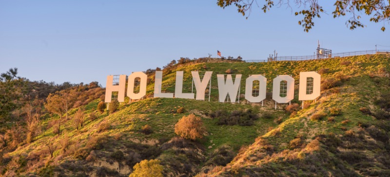 View of the Hollywood sign in Los Angeles, California