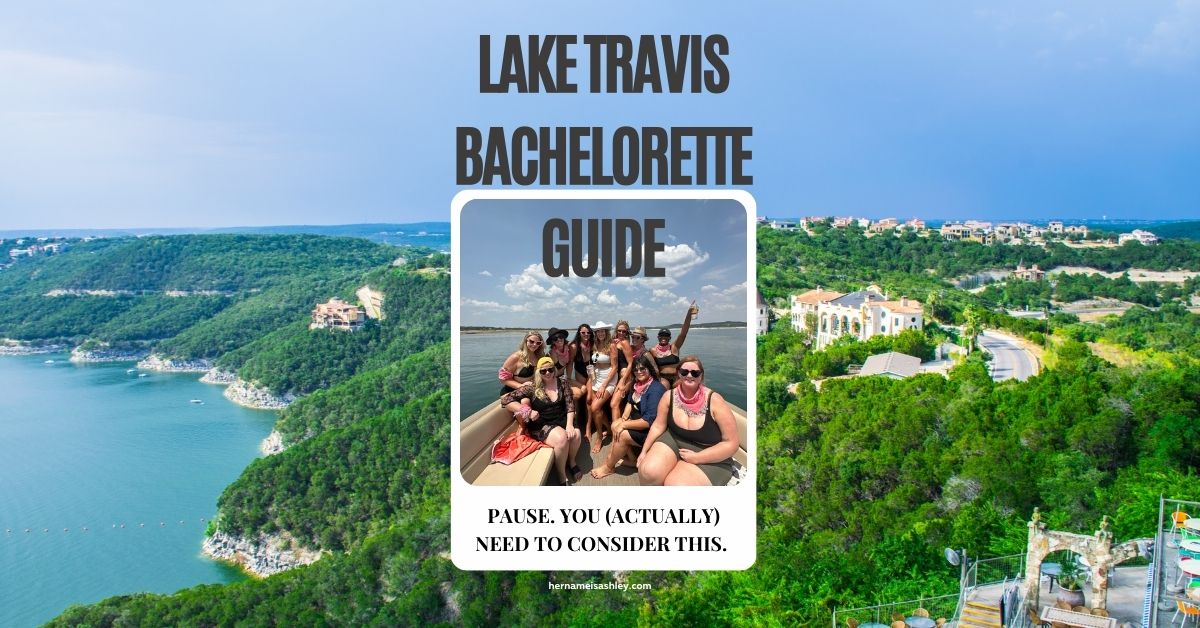 A group of girls pose on a boat in lake travis for a bachelorette party